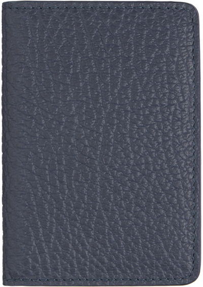 Shop Maison Margiela Navy Four Stitches Card Holder In T6313 Pewter
