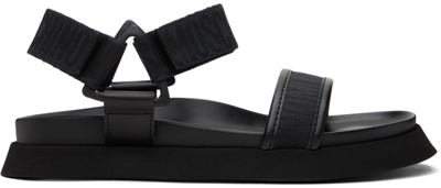 Shop Moschino Black Logo Sandals In 000 * Nero