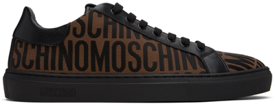Shop Moschino Black & Brown Allover Logo Sneakers In 30a * Fantasy Color