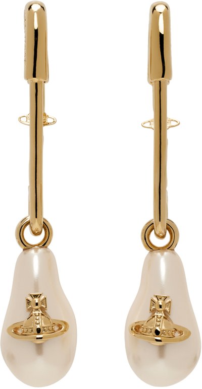 Shop Vivienne Westwood Gold Yael Earrings In R107 Gold/creamrose