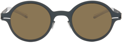 Shop Mykita Navy Nestor Sunglasses In Indigo/raw Brown