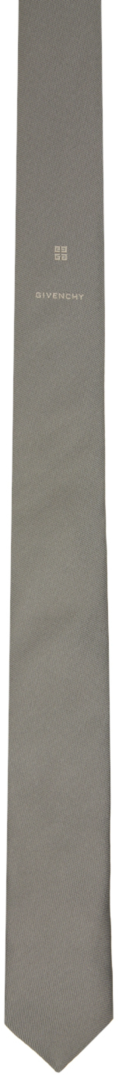 Shop Givenchy Gray 4g Tie In Taupe/white