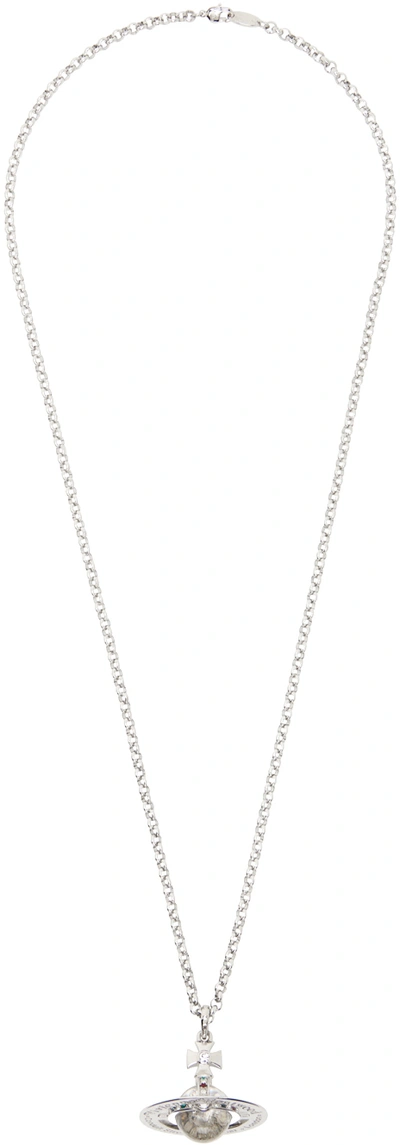 Shop Vivienne Westwood Silver New Small Orb Pendant Necklace In Platinum