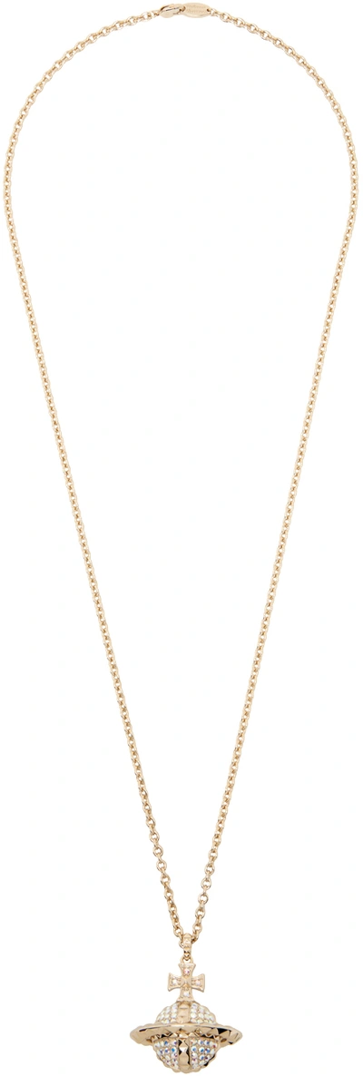 Shop Vivienne Westwood Gold Mayfair Large Orb Pendant Necklace In Gold Crystal Ab