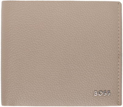 Shop Hugo Boss Beige Leather Wallet In Light Beige 271