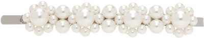 Shop Simone Rocha Silver & White Flower Hair Clip In Pearl