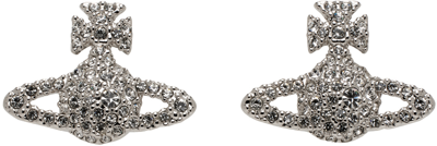Shop Vivienne Westwood Silver Grace Bas Relief Stud Earrings In Platinum