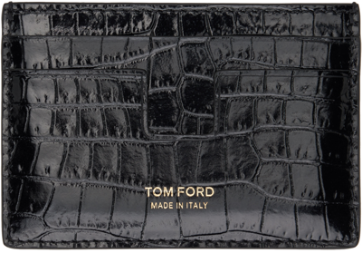 Shop Tom Ford Black Printed Croc Card Holder