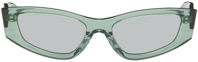 Shop Eckhaus Latta Ssense Exclusive Green 'the Tilt' Sunglasses In Crystal Teal Dark Si