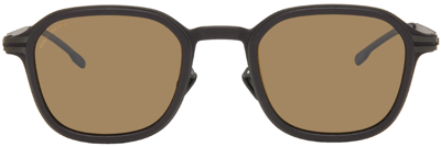 Shop Mykita Black Fir Sunglasses In Mh6 Pitch Black/ambe