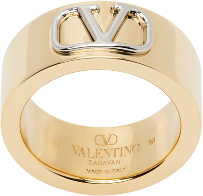 Shop Valentino Gold Vlogo Ring In Y44