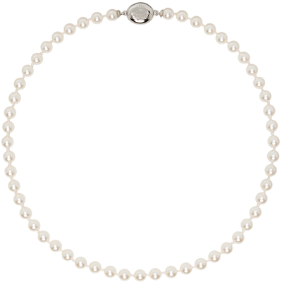 Shop Vivienne Westwood White Loelia Necklace In Platinum