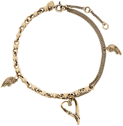 Shop Acne Studios Gold Charm Necklace In Byk Antique Gold