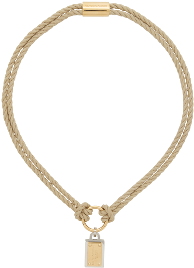 Shop Dolce & Gabbana Beige Marina Cord Necklace