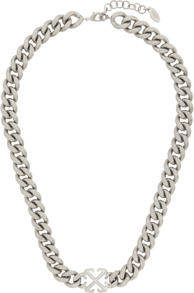 Shop Off-white Silver Arrow Chain Necklace In Silver No