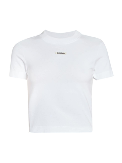 Shop Jacquemus Women's Grosgrain Cotton Logo T-shirt In White