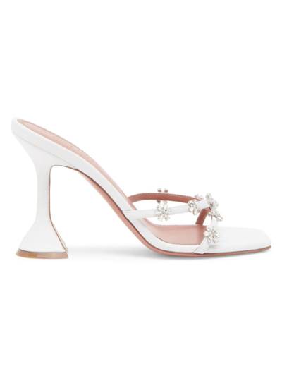 Shop Amina Muaddi Women's Lily 95mm Crystal-embellished Leather Sandals In White