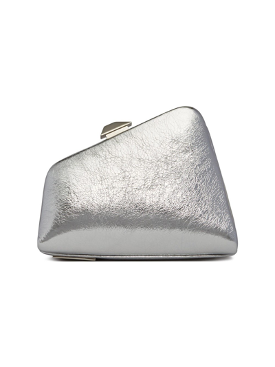 Shop Attico Mini Clutch Midnight Silver In Metallic