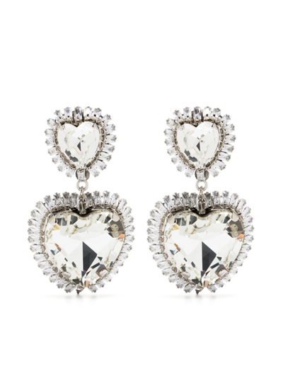 Shop Alessandra Rich Clip Earrings With Crystals In Metallic