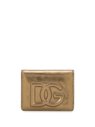 Shop Dolce & Gabbana Wallet With Dg Logo In Metallic