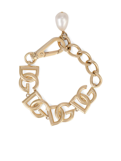 Shop Dolce & Gabbana Bracelet With Logo In Metallic