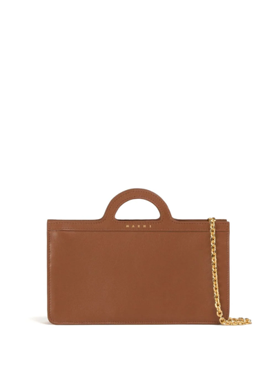 Shop Marni Tropicalia Bag With Embossed Logo In Brown