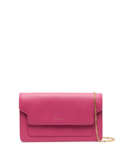 Shop Marni Clutch With Print In Pink & Purple