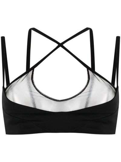 Shop Attico Top With Braided Shoulder Straps In Black