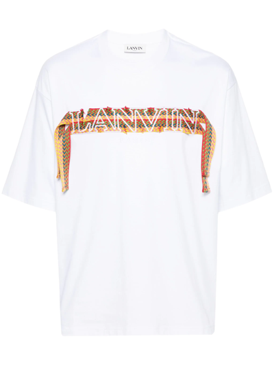 Lanvin Embroidered-logo Strap Detail T-shirt In White