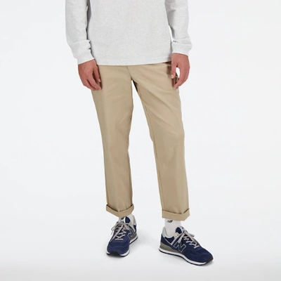 Shop New Balance Men's Twill Straight Pant 30" In Beige