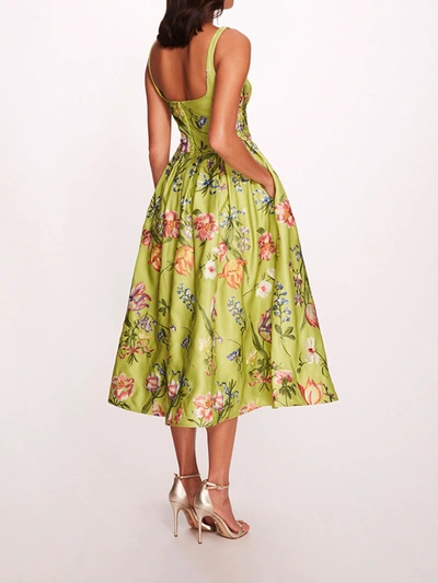Shop Marchesa Alex Midi Dress In Spring Green Multi