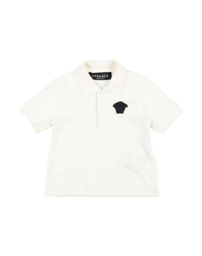 Shop Versace Young Newborn Boy Polo Shirt Off White Size 3 Cotton, Viscose