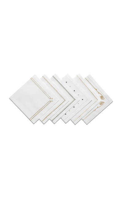 Shop Tiffany & Co Set-of-six Berries Embroidered-linen Napkins In Multi
