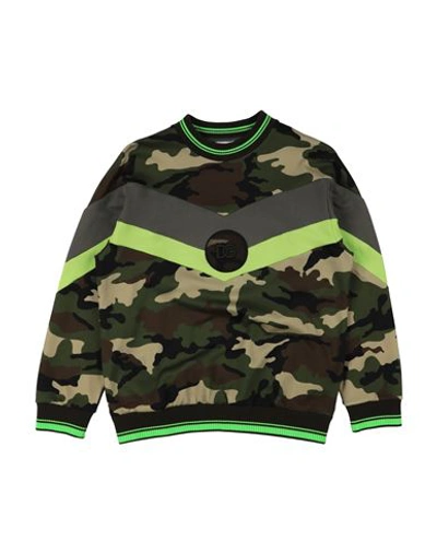 Shop Dolce & Gabbana Toddler Boy Sweatshirt Military Green Size 7 Cotton, Polyester, Polyamide, Elastane