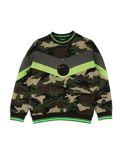 Dolce & Gabbana Toddler Boy Sweatshirt Military Green Size 4 Cotton, Polyester, Polyamide, Elastane In Green