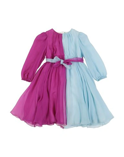 Shop Dolce & Gabbana Newborn Girl Baby Dress Mauve Size 3 Silk In Purple
