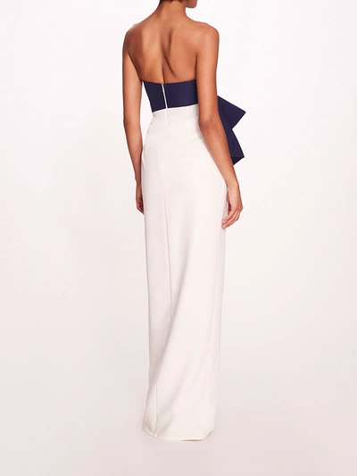 Shop Marchesa Deconstructed Bow Gown In Navy/ivory