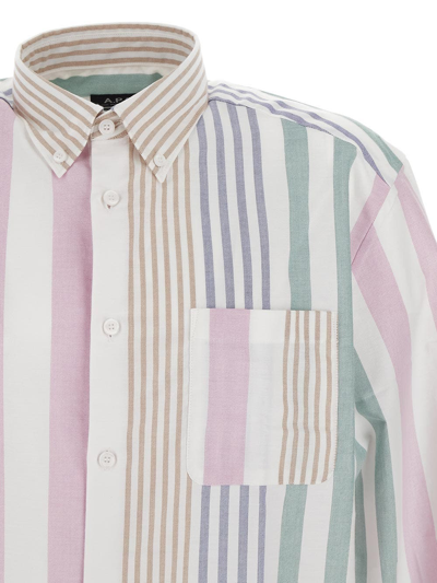 Shop Apc Striped Shirt In Multicolor