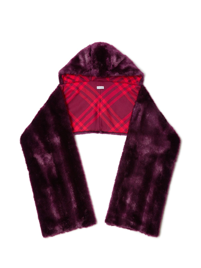 Shop Burberry Fur Scarf In Red