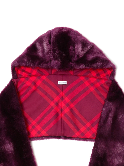 Shop Burberry Fur Scarf In Red