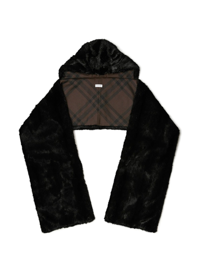 Shop Burberry Fur Scarf In Black