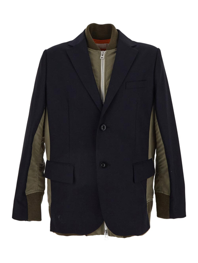 Shop Sacai Suiting X Nylon Twill Jacket In Multicolor