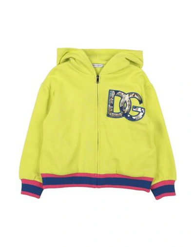 Shop Dolce & Gabbana Toddler Girl Sweatshirt Acid Green Size 7 Cotton, Polyester, Metallic Fiber, Silk, E