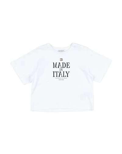 Dolce & Gabbana Toddler Girl T-shirt White Size 7 Cotton, Polyurethane, Bronze In White