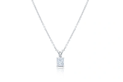 Diana M. 14kt White Gold Solitaire Diamond Pendant Featuring 0.84 Ct Clarity Enhanced Princess Cut Diamond In White