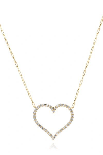 Diana M. 14 Kt Yellow Gold Diamond Pendant With Open-heart Design Adorned With 1.07 Cts Tw Round Diamonds In Yellow