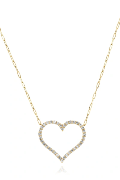 Diana M. 14 Kt Yellow Gold Diamond Pendant With Open-heart Design Adorned With 1.06 Cts Tw Diamonds In Yellow