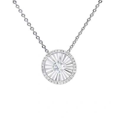 Diana M. 14 Kt White Gold Diamond Pendant With Center Diamond Surrounded By 0.25 Cts Tw Diamonds In White