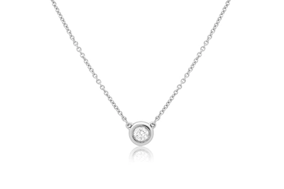 Diana M. 14 Kt White Gold, 18" Diamond Pendant Featuring One 0.20 Cts Tw Round Diamond In White