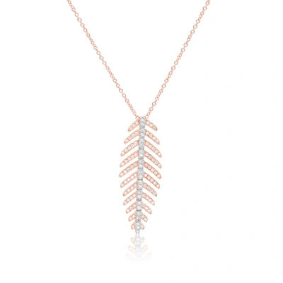 Shop Diana M. 14 Kt Rose Gold Diamond Pendant With Fish Spine-shaped Design Adorned With 0.26 Cts Tw Diamonds In Multi